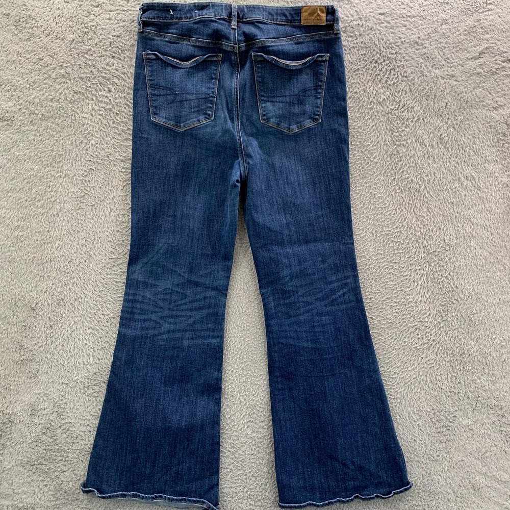 American Eagle Super Hi Rise Flare Jeans Womens Size 14 Blue 32x30 - Picture 2 of 11
